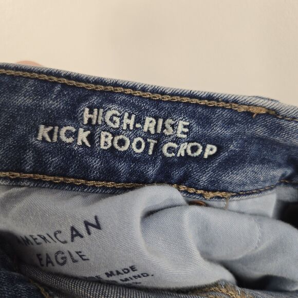 American Eagle Women's Size 10 High Rise Kick Boot Crop Jeans - Picture 10 of 12